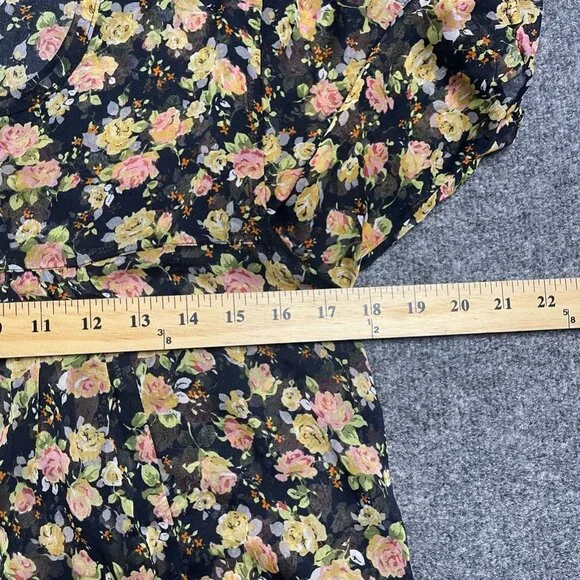 Undercurrent Womens A Line Dress Multicolor Black Floral Empire Waist Mini Y2K M - Picture 5 of 6